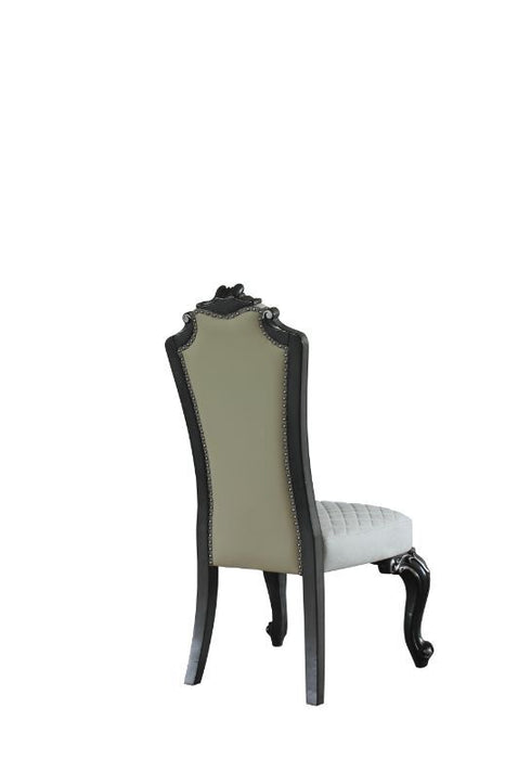 House - Delphine - Side Chair (Set of 2) - Two Tone Ivory Fabric, Beige PU & Charcoal Finish