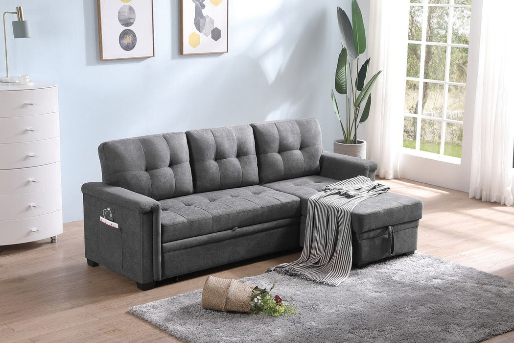 Ashlyn - Woven Fabric Sleeper Sectional Sofa Chaise With USB Charger And Tablet Pocket