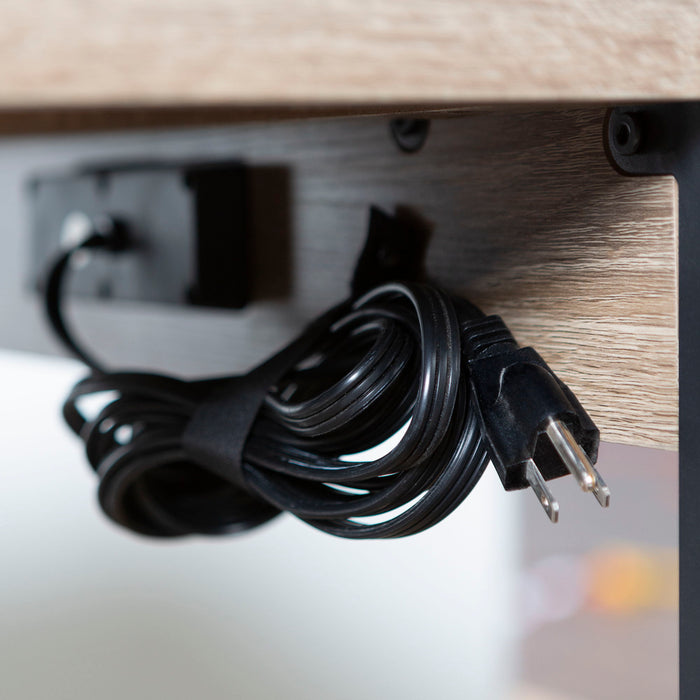 Modern Computer Desk With USB Ports - Driftwood