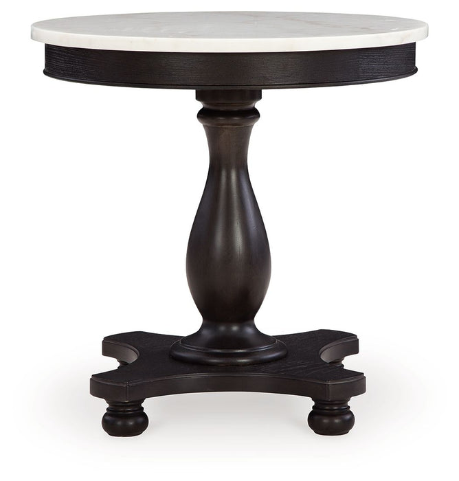 Henrige - Preto / Branco - Mesa de destaque com base em pedestal