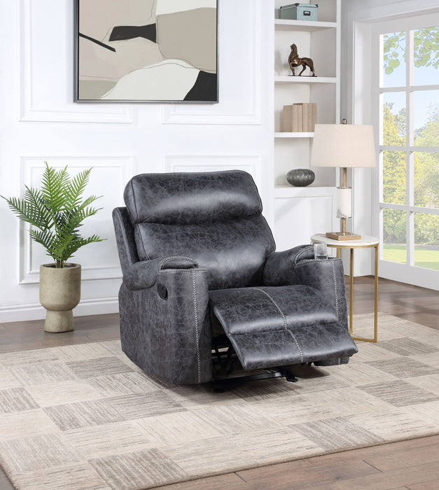 Hirah - Microfiber Manual Recliner Chair With Cupholder Function - Dark Gray