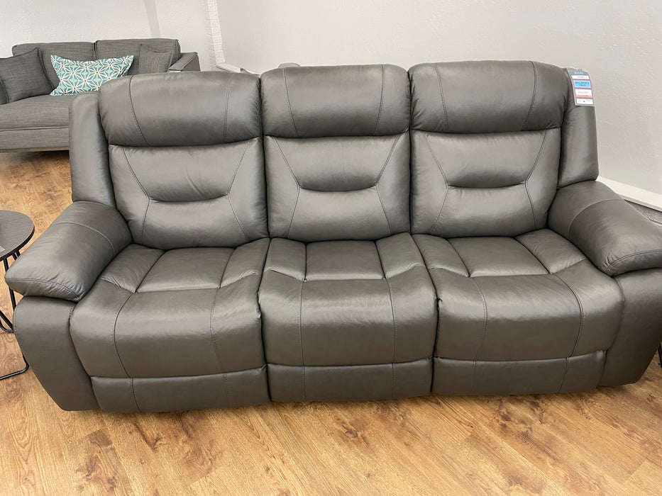 Kalispell - Top Grain Leather Manual Sofa - Dark Gray