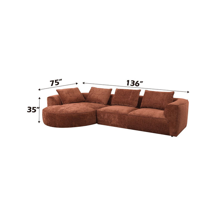 Aceso - Sectional Sofa With 4 Pillows - Brown