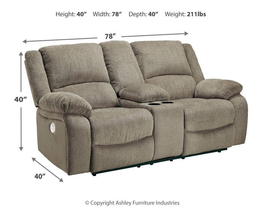 Draycoll - Pewter - Dbl Rec Pwr Loveseat com console