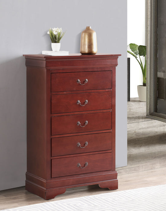 Glory Furniture - Glory Furniture Louisphillipe Chest, Cherry - Particle Board