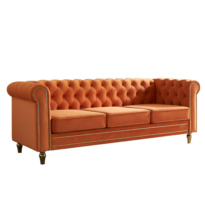 Chesterfield - Velvet Sofa 84.65" For Living Room