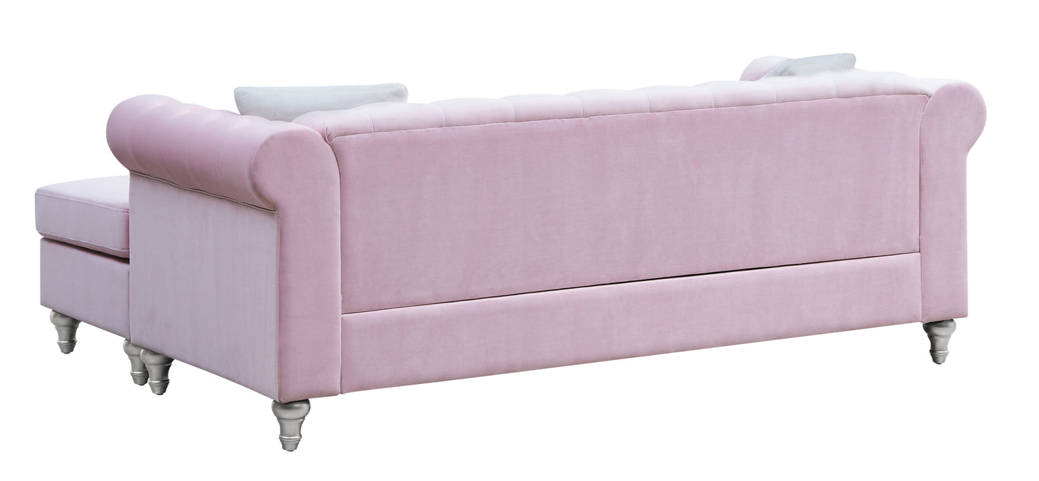 Glory Furniture Raisa Sofa Chaise, Burgandy - Pink