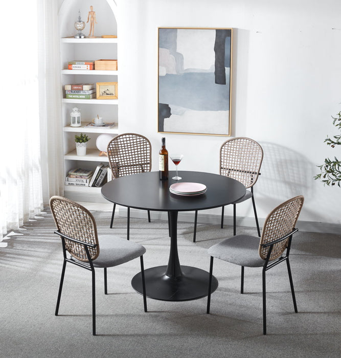 5 Piece Dining Set (Table And 4 Chairs) - Matt Black / Gray