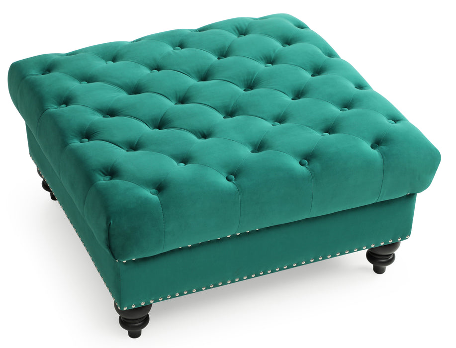 Glory Furniture Nola Ottoman, Green