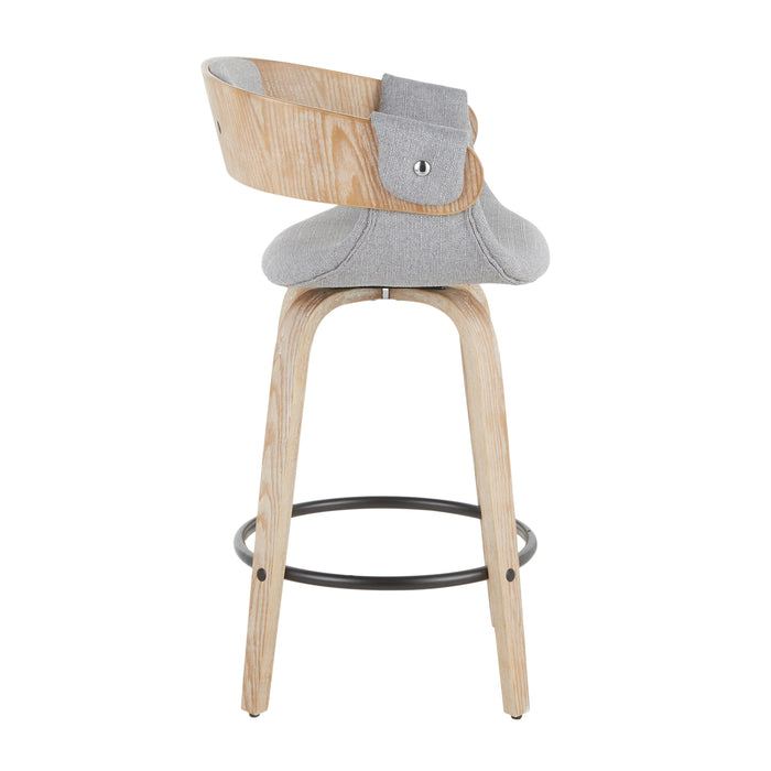 Elisa - Farmhouse Counter Stool (Set of 2) - White Washed / Gray