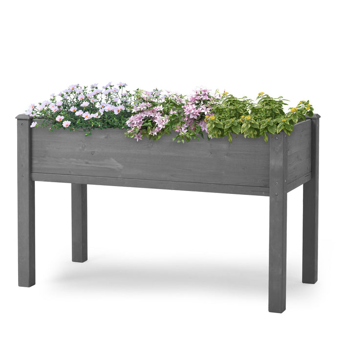 Raised Garden Bed With Legs, Elevated Wooden Planter Box For Outdoor Plants - Gray