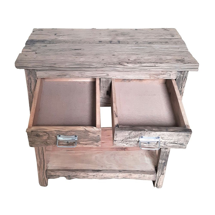 Rustic 2 Drawer Kitchen Island - Wood