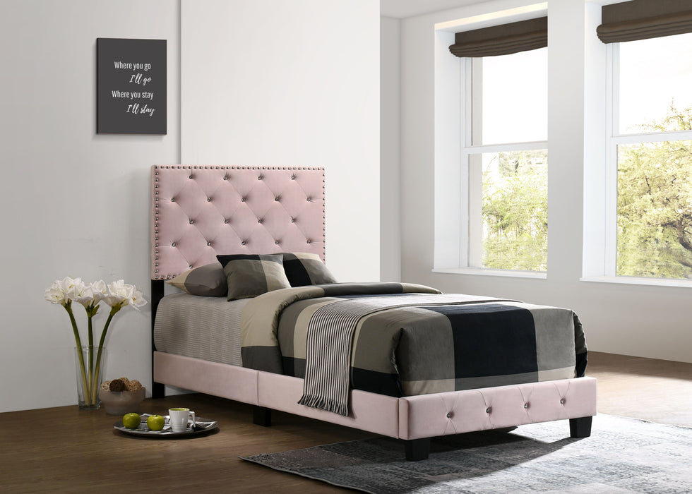 Glory Furniture Suffolk Upholstery Twin Bed, Pink