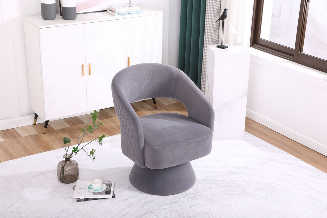 Swivel Accent Chair Armchair, Round Barrel Chair For Living Room Bedroom - Teddy Fabric