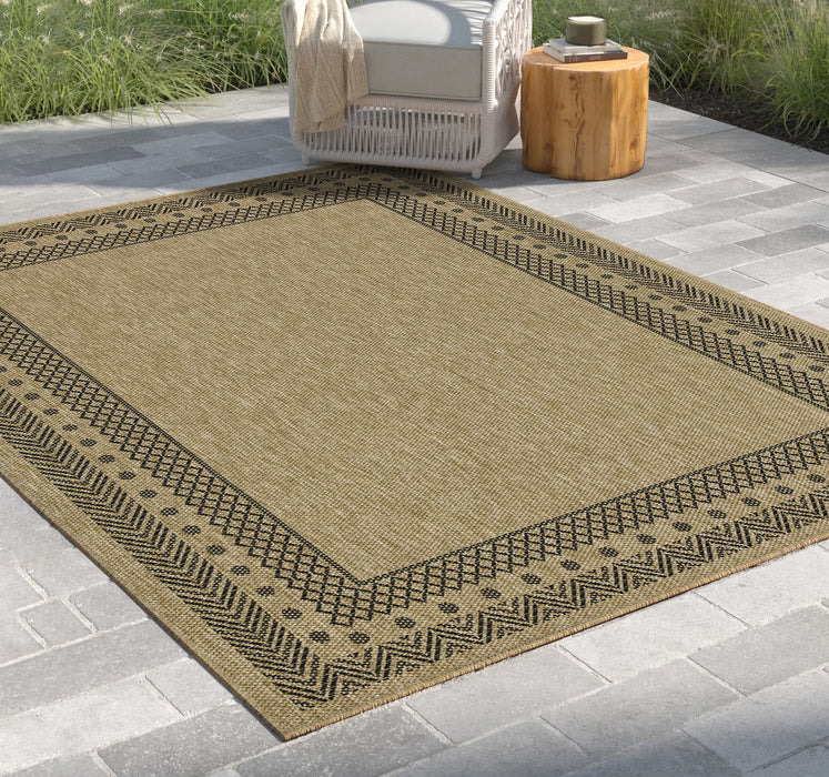 Earth - 2'7" X 7'3" Indoor / Outdoor Area Rug, Polypropylene - Jute / Black