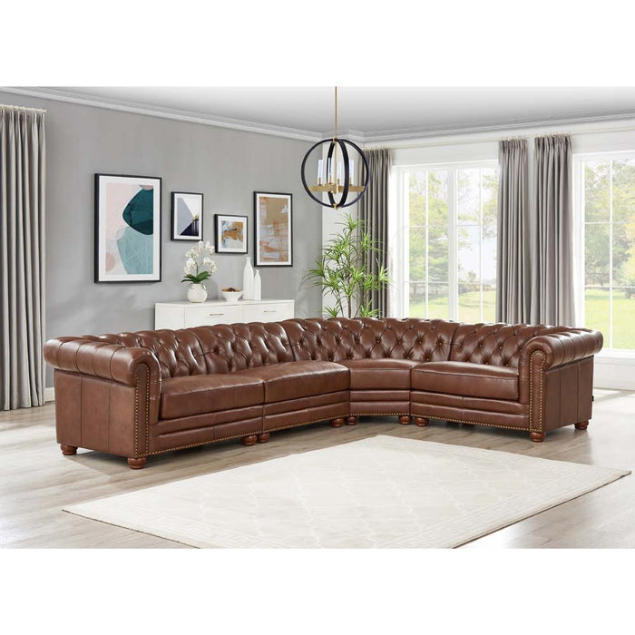 Aliso - L-Shaped Leather Sectional - Pecan