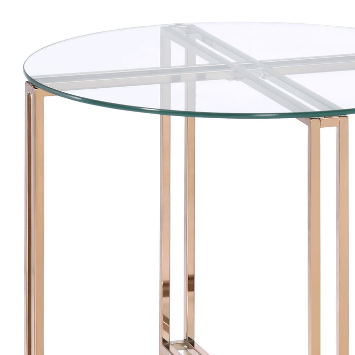 Veises - Clear Glass Top With End Table - Champagne