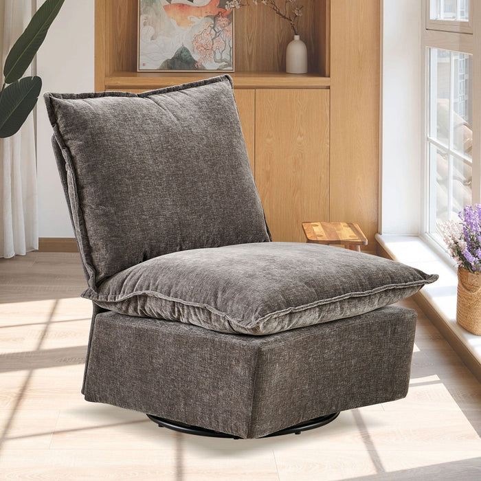 Detachable Chenille Single 360 Swivel Rocking Rocker, 360 Swivel Sofa Chair & Single Sofa Lounge, Comfortable Seating For Living Room & Bedroom, 1 Piece - Dark Gray