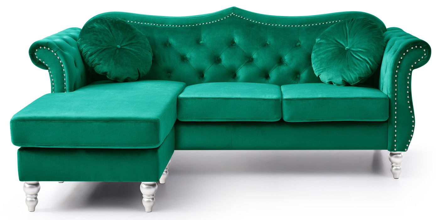 Glory Furniture Hollywood Sofa Chaise, Green