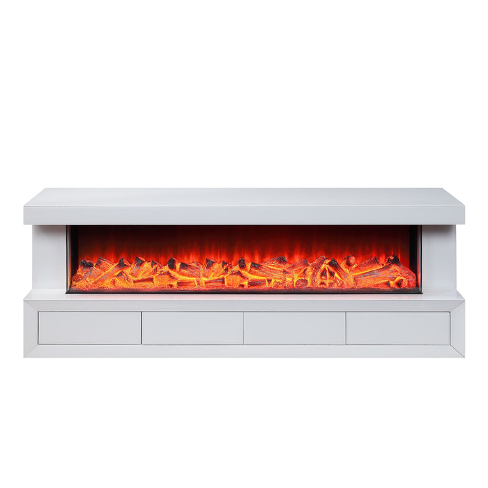 Dorian - TV Stand With Fireplace And Speaker - White