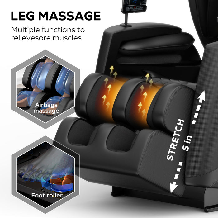 Massage Chair Recliner With Zero Gravity With Full Body Air Pressure - Black