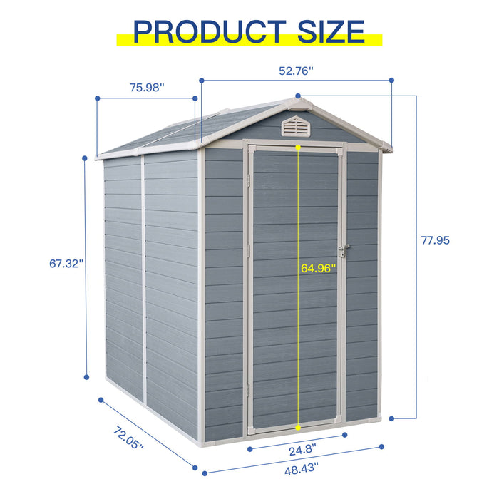 4X6Ft Resin Outdoor Storage Shed Kit-Perfect To Store Patio Furniture - Gray