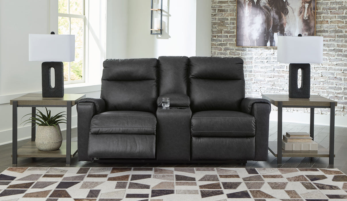 Axtellton - Carbono - Loveseat reclinável Dbl Power com console