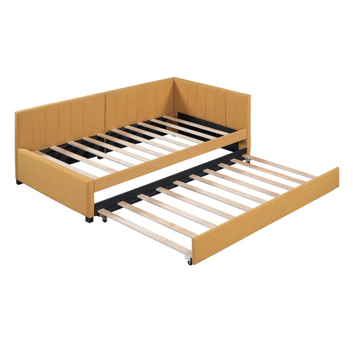 Upholstered Daybed With Trundle, Sofa Bed Frame, No Box Spring Needed