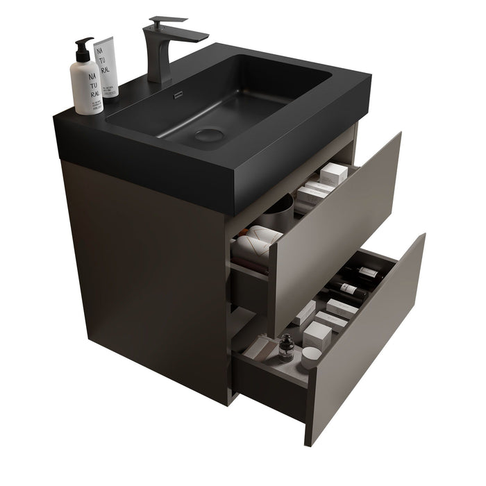 Alice - Bathroom Vanity With Sink, Large Storage Wall Mounted Floating Bathroom Vanity For Modern Bathroom, One-Piece Sink Basin Without Drain And Faucet