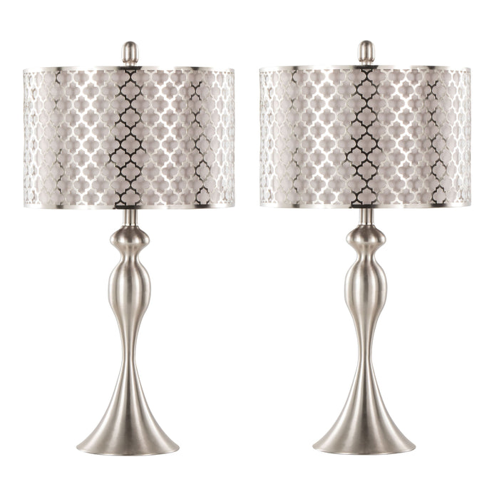 Ashland - Contemporary Table Lamp Laser Cut (Set of 2) - Nickel / Light Gray