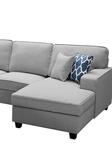 Faith - Linen 8 Piece Modular L-Shape Sectional Sofa Chaise And Ottoman