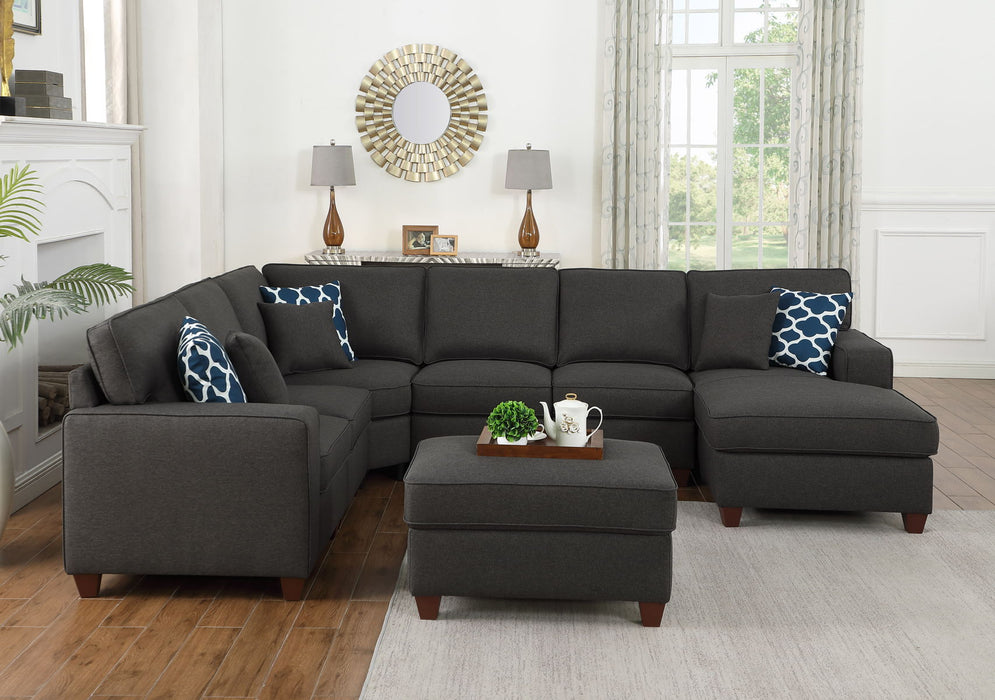 Aspen - Sectional Sofa With Chaise And Ottoman - Dark Gray