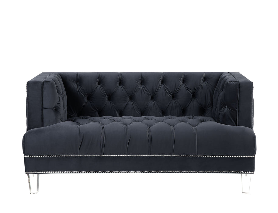 Ansario - Velvet Loveseat - Charcoal