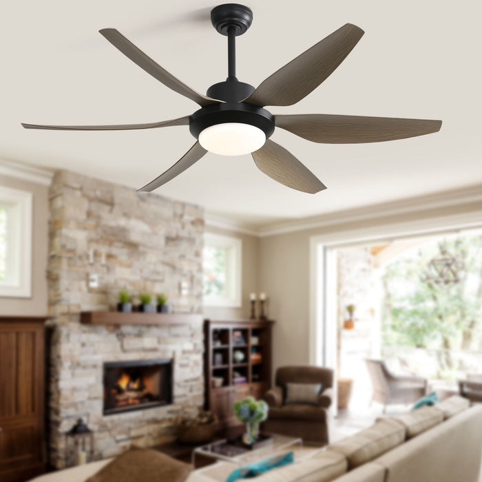 Indoor Ceiling Fan With Dimmable Led Light ABS Blades Remote Control Reversible Dc Motor For Living Room - Black