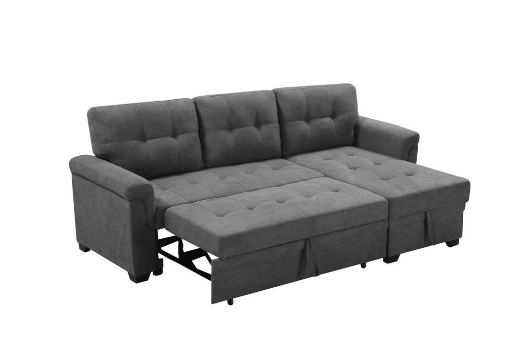 Connor - Fabric Reversible Sectional Sleeper Sofa Chaise With Storage - Gray