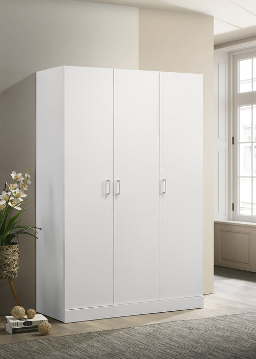 Declan - 3-Door Wardrobe Cabinet Armoire With Storage Shelves And Hanging Rod - White