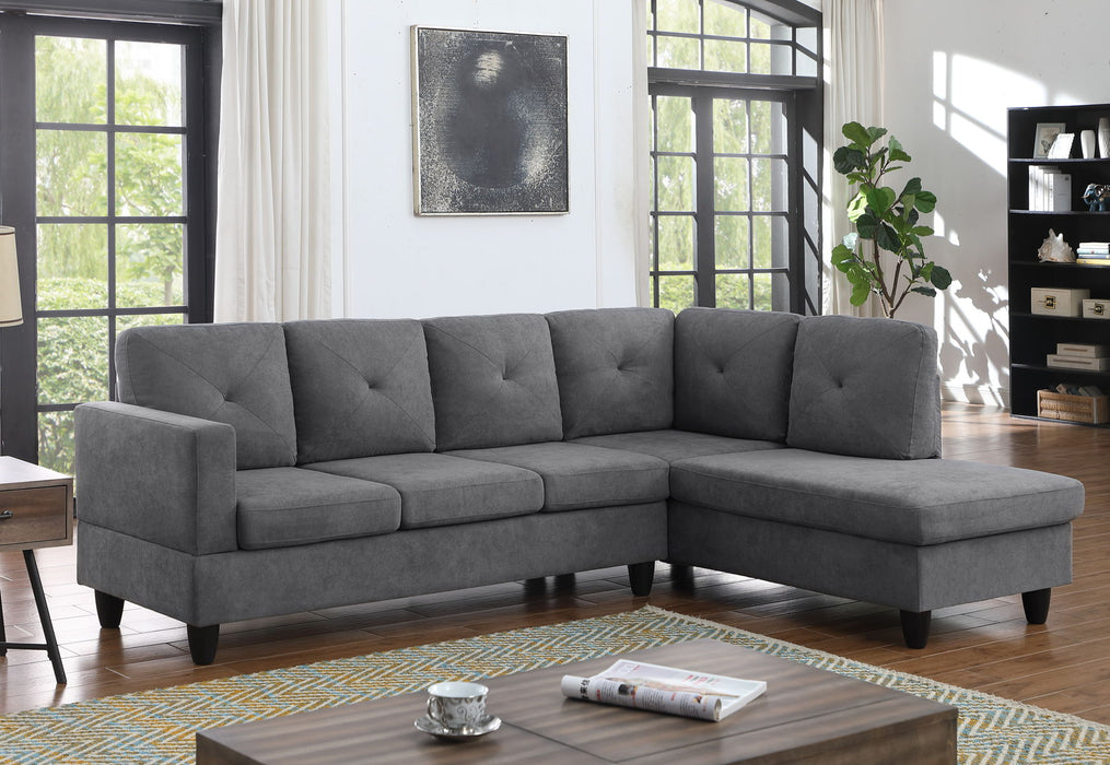 Ivan - Woven Sectional Sofa With Right Facing Chaise - Dark Gray