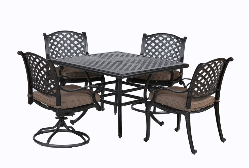 Square 4 Person 43.19" Long Aluminum Dining Set With Cushions