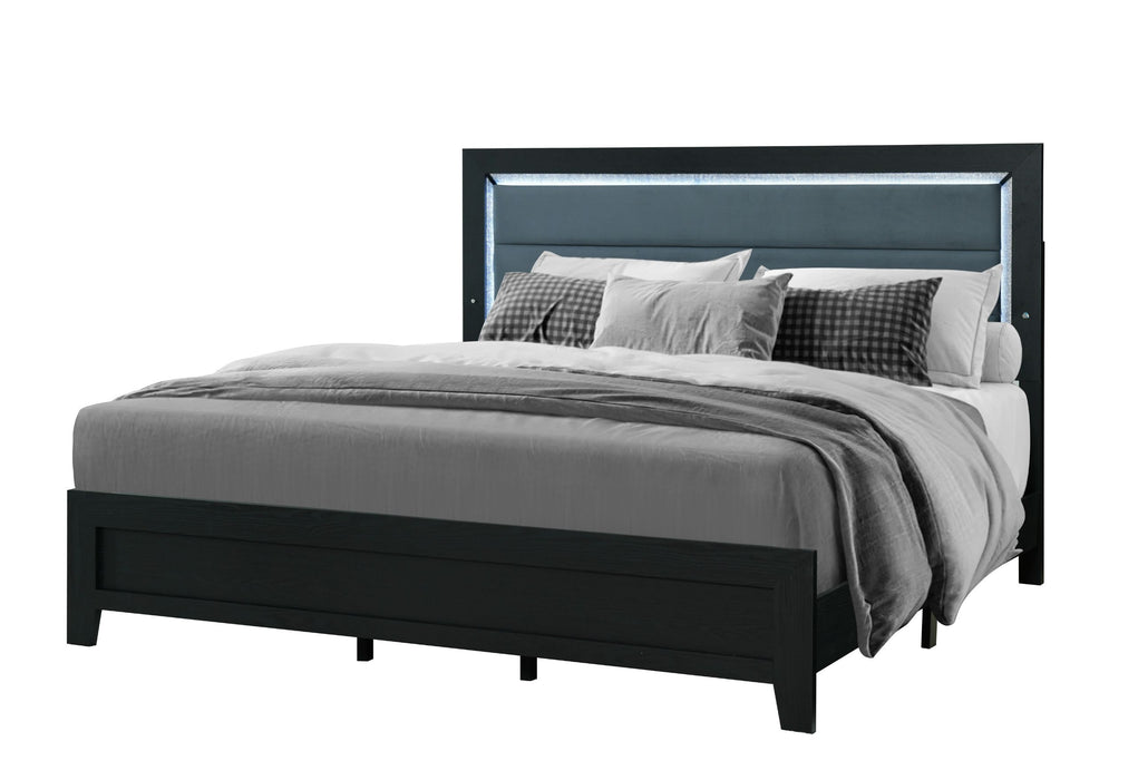 Reid - 5 Piece Queen Bedroom Set With LED - Black