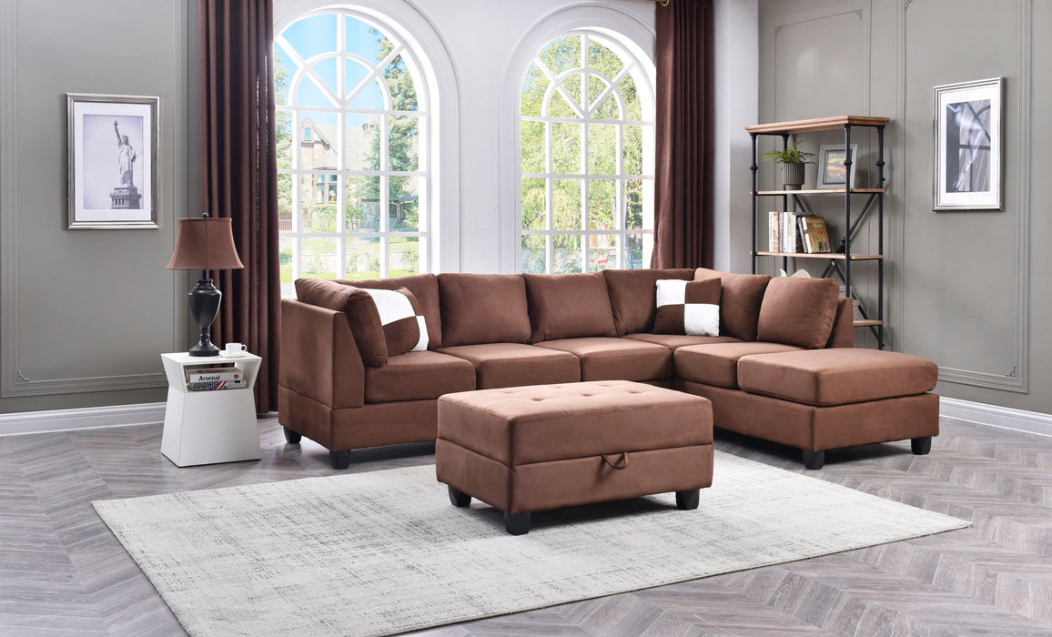Glory Furniture Malone Sectional (3 Boxes), Chocolate