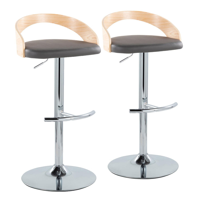 Grotto - Contemporary Adjustable Barstool, Swivel With Rounded T Footrest (Set of 2)