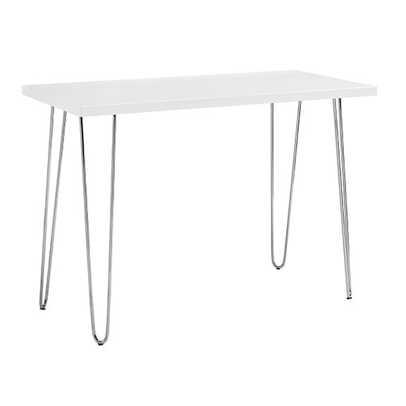 Mid-Century Modern Hairpin Leg Computer Desk - White