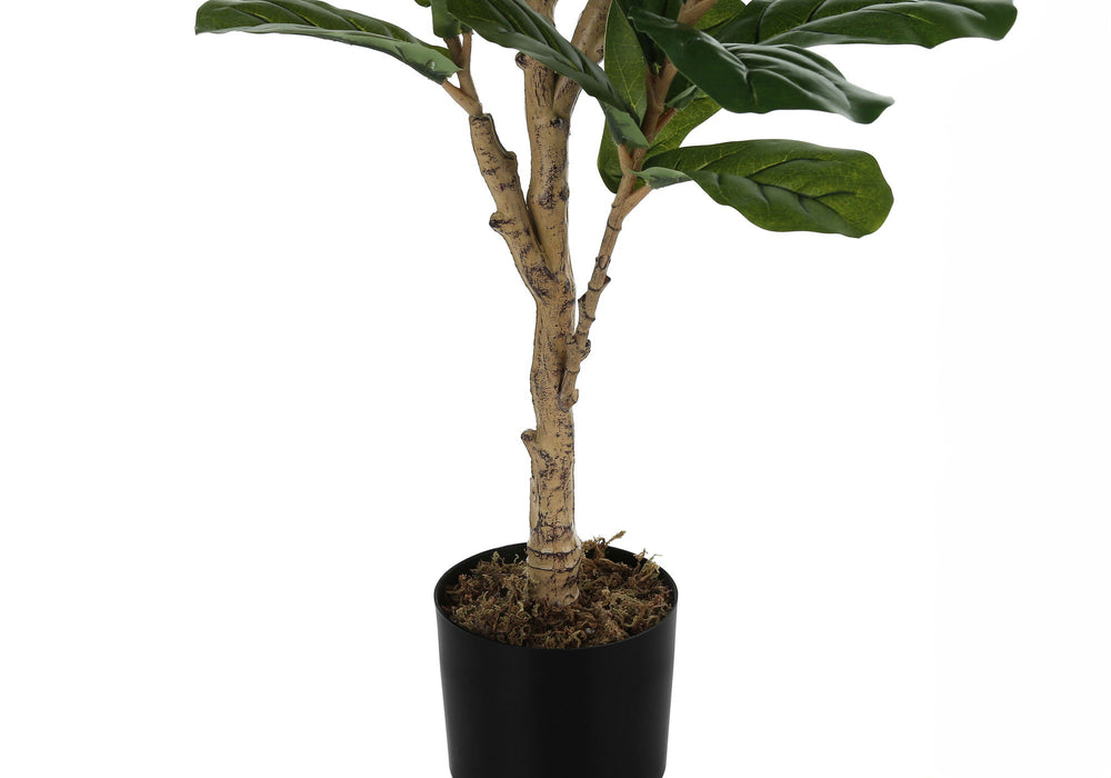 47" Tall, Artificial Plant, Fiddle Tree, Indoor, Faux, Fake, Floor, Greenery, Potted, Real Touch, Decorative - Green / Black