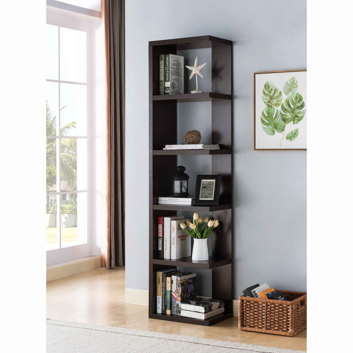 Display/Storage Cabinet, Open Back Cabinet With 5 Shelves - Red Cocoa