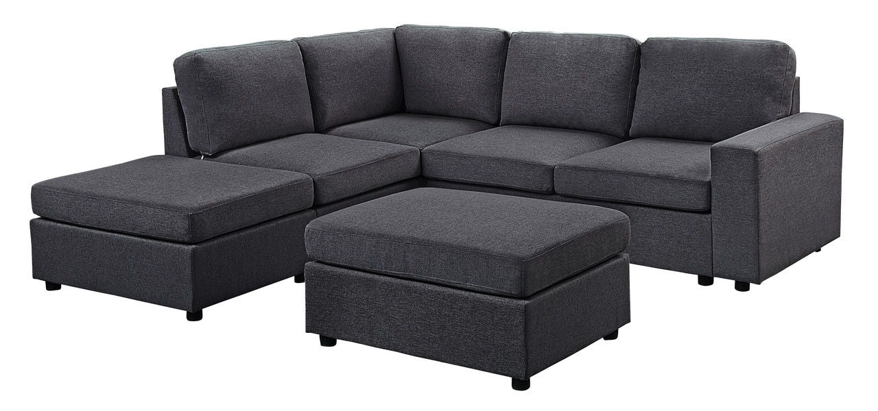 Skye - Linen Reversible Modular Sectional Sofa With Ottoman