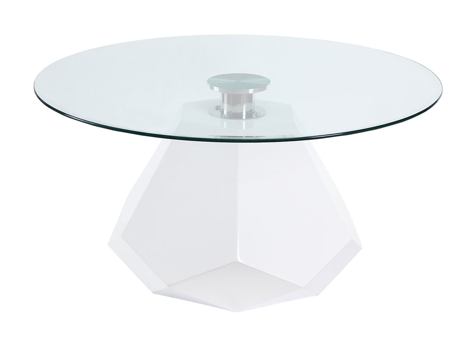 Chara - Clear Glass High Gloss Coffee Table - White