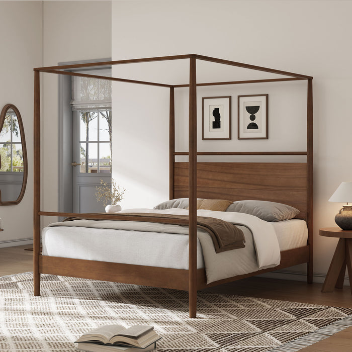 Canopy Bed Frame 4 Posters Bed No Box Spring Needed