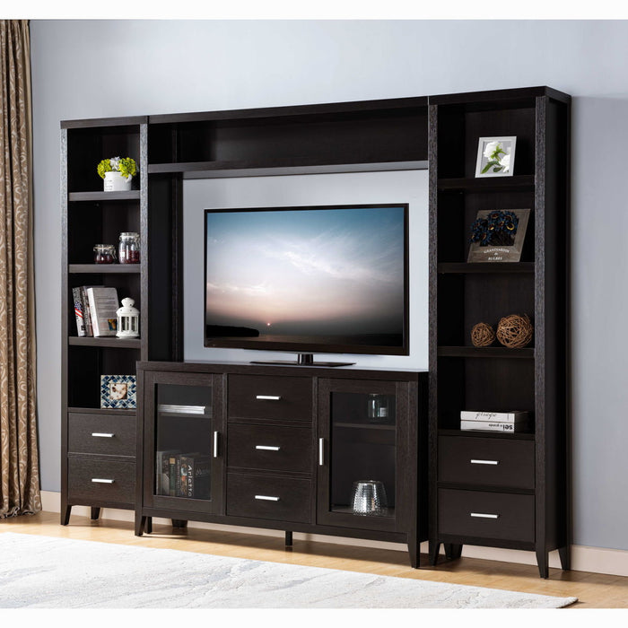 Media Pier, Display Cabinet With Four Open Shelves And Two Bottom Drawers