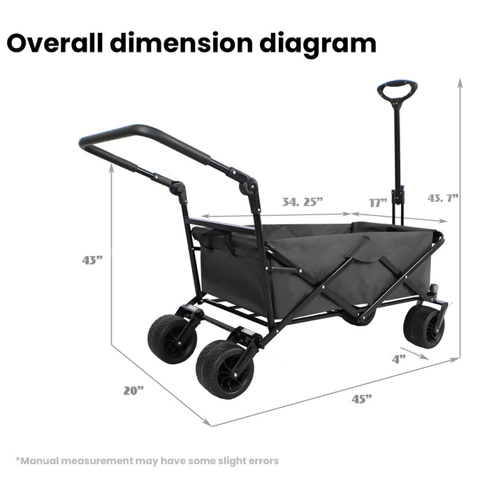 Utility Park Garden Cart Tool Customized Color Folding Camping Trolley Outdoor Picnic Beach Wagon - Black