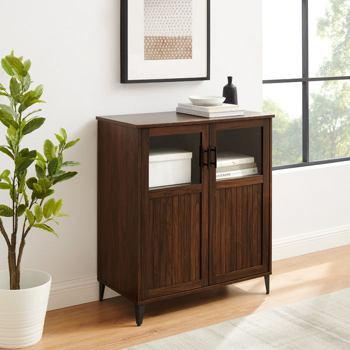 Modern Grooved Door Accent Cabinet